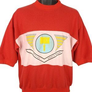 Box 1 Surfer Sweatshirt Vintage 80s Streetwear Short Sleeve Mens Size Medium